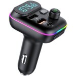 Transmetteur fm bluetooth voiture, allume cigare bluetooth 5. 0 �metteur radio, chargeur rapide de voiture ...