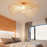 Treetalk - plafonnier vintage en bambou avec chapeau de paille, luminaire de salle � manger, en osier ...