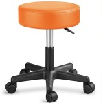 Tresko tabouret � roulettes r�glable en hauteur, orange, 150 kg tabouret pivotant avec rembourrage de ...
