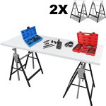 Trteau tlescopiques set de 2 trteaux rglables en hauteur 80 - 130cm, max. 200 kg, noir, en mtal, ...