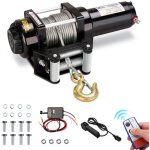 Treuil lectrique 12 v traction jusqu' 4500 lb / 2041 kg cble en acier de 10m, noir, treuils  corde ...