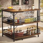 Tribesigns table de bar en forme de l, 3 tiers liquor table de bistrot avec �tag�re � vin et support ...
