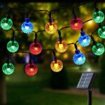 Guirlande lumineuse solaire, 100 leds 12m couleur cristal boules lumire, 8 modes etanche lumires solaires, ...