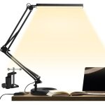 Led lampe de bureau avec pince et base ronde, lampe d'architecte 14w, bras rglable pliable, 3 tempratures ...