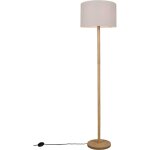 Trio - lampadaire led e27 abat jour tissu blanc pied bois naturel korba 50216261 50216261 50216261
