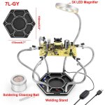 Troisi�me main soudure, troisi�me 3eme main avec 6 bras flexibles r�glables, loupe 3x led pour r�paration ...