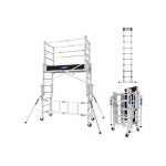 Tubesca comabi - echafaudage roulant pliant - hauteur max. de travail 3. 80m + echelle tlescopique 3. ...