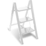Tubiaz - swanew escabeau pliant - 3 marches blanc, 84. 5cm chelle en alliage d'aluminium 150kg capacit ...