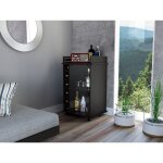Tuhome concept - chariot de bar dukat, avec roues et porte en verre 89cm h x 55cm l x 41. 5cm p noir