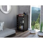 Tuhome concept - chariot de bar dukat, avec roues et porte en verre 89cm h x 55cm l x 41. 5cm p noir