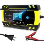 Tuserxln - chargeur de batterie intelligent 12v - 24v 8a pour voiture moto camion, agm, gel, wet, sla ...