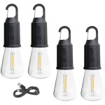 Tuserxln - lampe de camping rechargeable, 4 paquets d'ampoule de tente suspendue avec crochet, modes ...