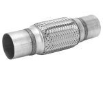 Tuyau flexible d'�chappement en acier inoxydable 57x250mm double soufflet tress� argent pour voiture ...