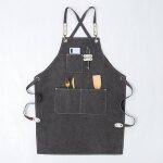 Tablier de travail hommes / femme, outil tablier de cuisine sangle ajustable toile avec 3 poches, tablier ...