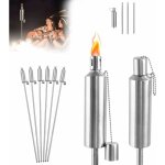 Uisebrt lot de 6 lampes torches � huile torches de jardin 150 cm pour ext�rieur huile 330 ml torches ...