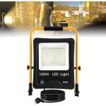 Projecteur de chantier led 100 w blanc chaud avec support et cble d'alimentation ? projecteur de travail ...