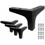 Ulisem set de 4 pieds de lit en mtal en forme de triangle - noir, hauteur de 10cm