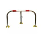 Ultra secure - arceau parking galvanis� bandes rouges pieds jaunes - arceau anti - stationnement avec ...