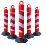 Pack 5 bornes de protection flexibles et amovibles anti - stationnement plastique - ?illet et bandes ...