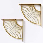 Lot de 2 support d'tagre triangle en forme d'ventail dor en mtal flottant, querres murales querre ...