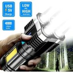 Uper bright 10000000lm torche led lampe de poche usb rechargeable tactique lumire chaude(argent)