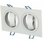 Support de spot encastr� rectangulaire double led v - tac 2 x gu10, corps en aluminium r�glable