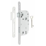 Serrure encastr�e, axe 40 mm, pene dormant br, blanc, 1 cl�