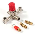 Valve de r�gulateur de pression d'air double tube de sortie raccord en alliage de zinc avec r�glage