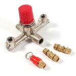 Valve de r�gulateur de pression d'air double tube de sortie raccord en alliage de zinc avec r�glage