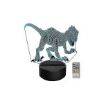 Veilleuse 3d dinosaure pour enfants, cadeau de nol, anniversaire, jouet indoraptor, lampe illusion 3d, ...