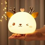 Veilleuse pour enfants lampe de chevet led rechargeable 7 couleurs lampe de cerf en silicone touch cadeau ...