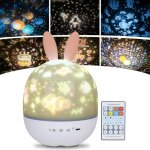 Veilleuse enfant lampe etoile projecteur, 360�rotation musicale veilleuse + minuterie + t�l�commande ...