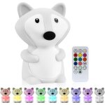 Veilleuse enfant, renard veilleuse lampe de silicone 9 couleurs usb rechargeable peut tre chronomtr ...