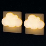 Veilleuse nuage prise lectrique [lot de 2] lampe nomade enfant de nuit avec capteur crpusculaire, petite ...