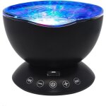 Veilleuse projecteur ocean waves avec lecteur de musique int�gr� et t�l�commande mode lumi�re 7 couleurs ...