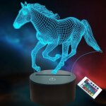 Veilleuse sur le th�me du cheval, lumi�re � 16 couleurs changeantes avec t�l�commande, id�ale comme cadeau ...