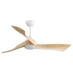 Ventilateur de plafond 132 cm, avec 3 pales en bois, 6 vitesses, t�l�commande, moteur cc � �conomie d'�nergie ...