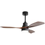 Ventilateur plafond 48  bois massif, moteur dc r�versible, t�l�commande, 3 pales.