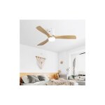 Ventilateur de plafond dcoratif 52  (132 cm) - 3 pales en bois massif - moteur dc rversible 6 vitesses ...