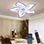 Ikodm - ventilateur de plafond avec clairage silencieux moderne led avec tlcommande minuterie forme ...