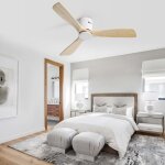Ventilateur de plafond encastr� de 132cm, dc 3 pales en bois sculpt�, moteur r�versible silencieux, t�l�comman ...