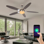 Ventilateur de plafond t hiver ventilateur avec interrupteur  tirette app commande vocale, pales rversible ...