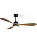 Ventilateur de plafond ext�rieur �132 cm led 20 w noir / pales bois ? moteur dc silencieux, ip44