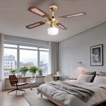 Ventilateur de plafond led lampe de ventilateur, mode �t� hiver, interrupteur � tirette 3 niveaux, verre ...