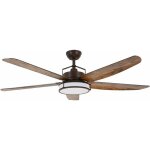 Ventilateur de plafond 158 cm bronze huil� ? 6 vitesses t�l�command�es ? �clairage led 18w blanc chaud ...