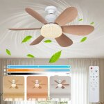 Ventilateur plafond avec lumiere 52cm 40w led lampe plafonnier ventilateur silencieux avec telecommande ...