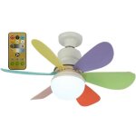 Ventilateur de plafond avec lumi�re et t�l�commande, petite led dimmable, 52 cm, avec douille e27, 6 ...