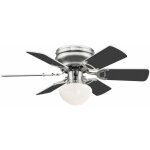 Ventilateur de plafond lampe de salon retour avant, pales r�versibles interrupteur � tirette, verre nickel ...