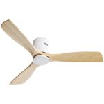 Ventilateur de plafond naturel de 132cm 3 pales en bois massif tlcommande moteur dc silencieux pour ...