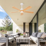 Ventilateur plafond silencieux 52 pouces led 5 lames en bois 6 vitesses t�l�commande - mode hiver - �t� ...
